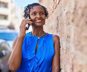 Older woman talking on the phone 